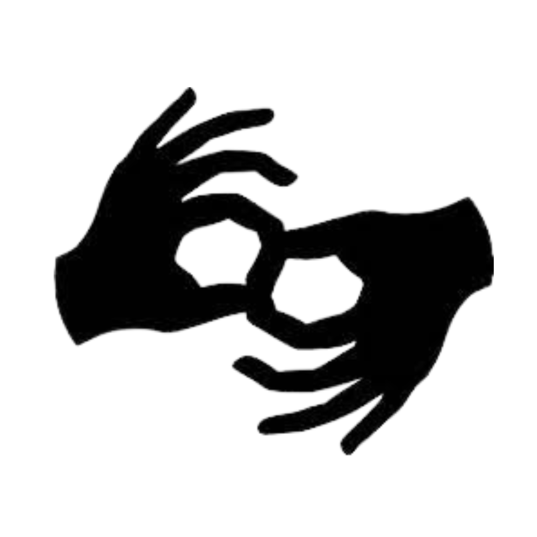 A graphic of two blank hands making circles with thumb and forefinger