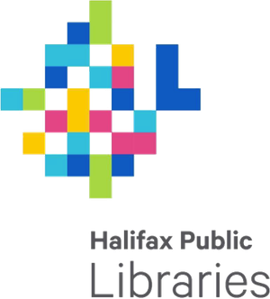 Halifax Public Library logo with colourful graphic squares