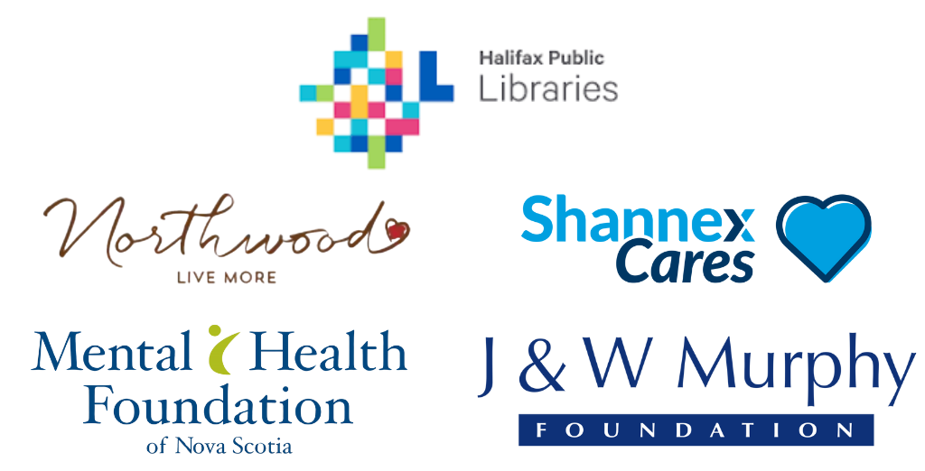 A page with five logos. Northwood, JW Murphy Foundation, Halifax Libraries, Mental Health Foundation of Nova Scotia, Shannex Cares